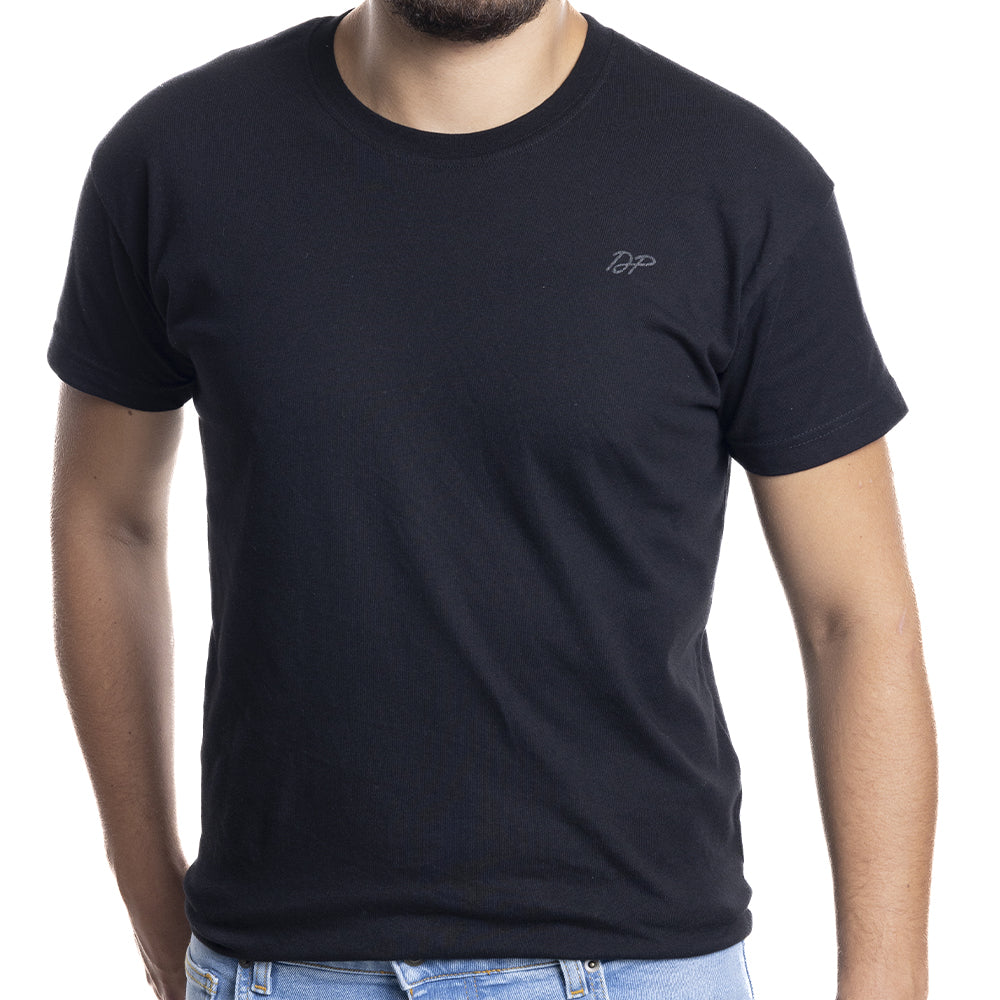Depart T-Shirt Homme Noir 100% Coton Simple