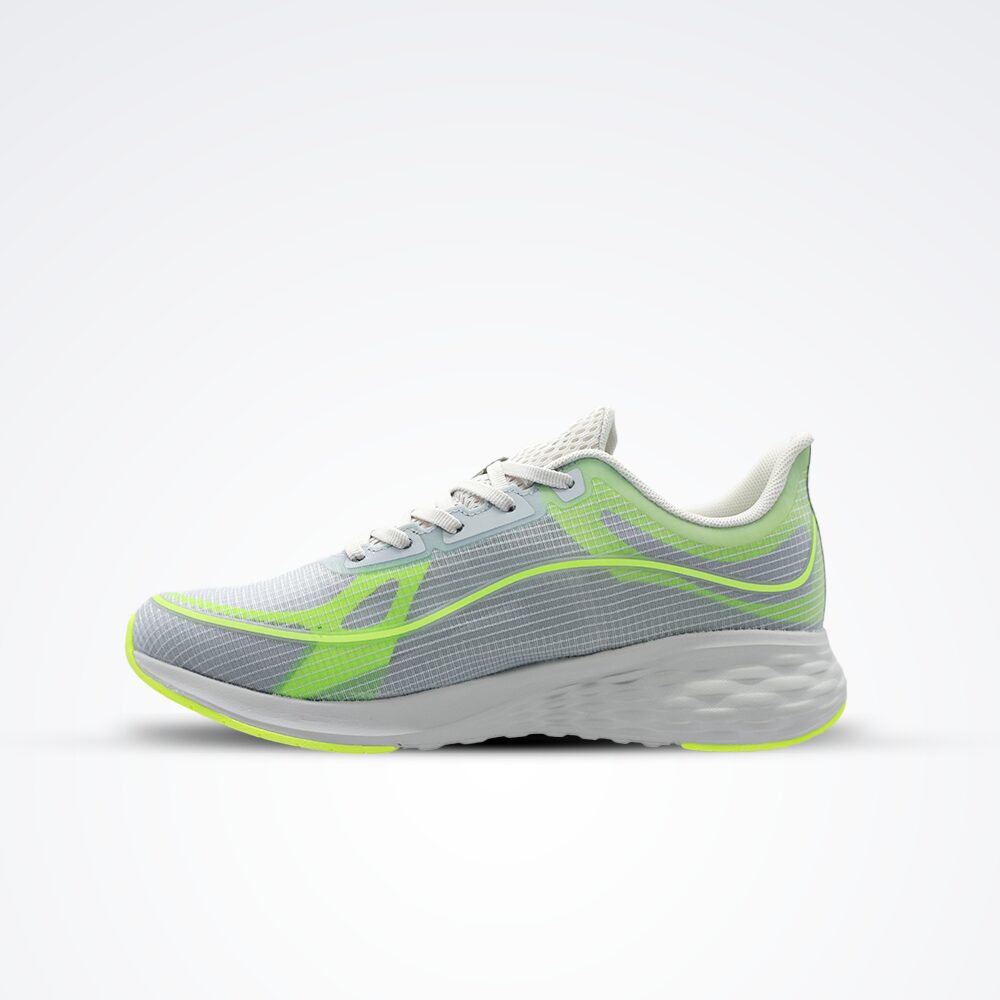 Peak Cushion Running Shoes Lt.Grey Fluorescent Yellow