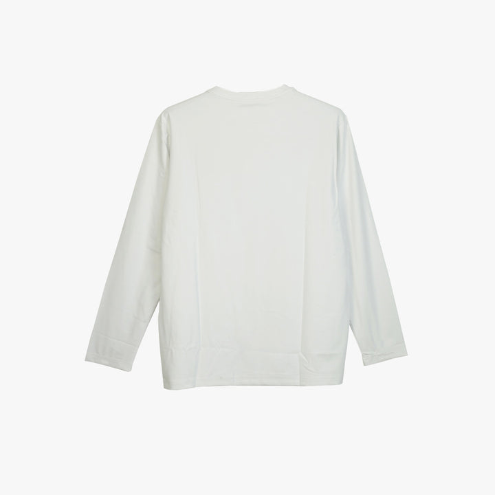 Peak Round Neck Long Sleeves T Shirt White